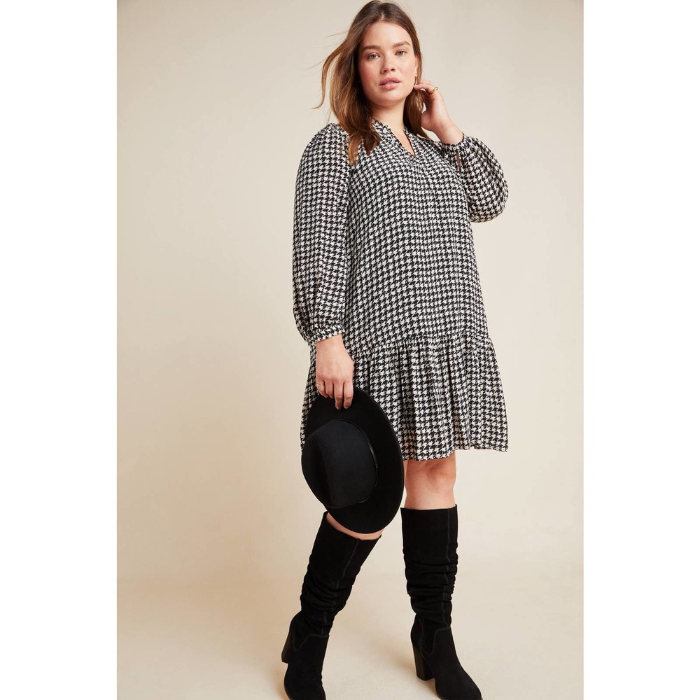 New Anthropologie Sterling Houndstooth Tunic